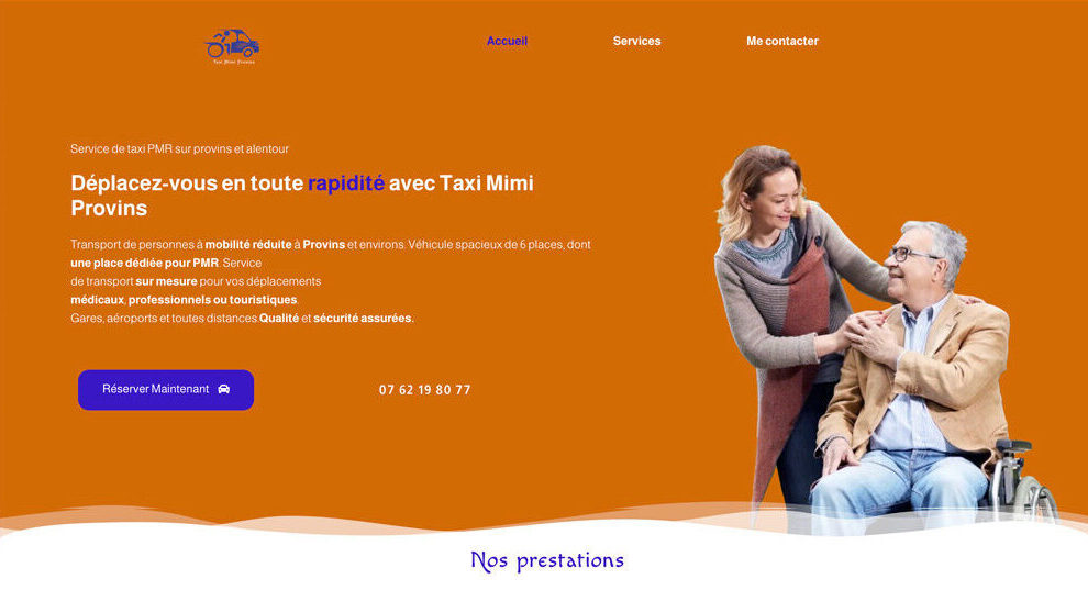 Image du site d'un taxi réalisé par notre Agence web sur montpellier Créa'Cap